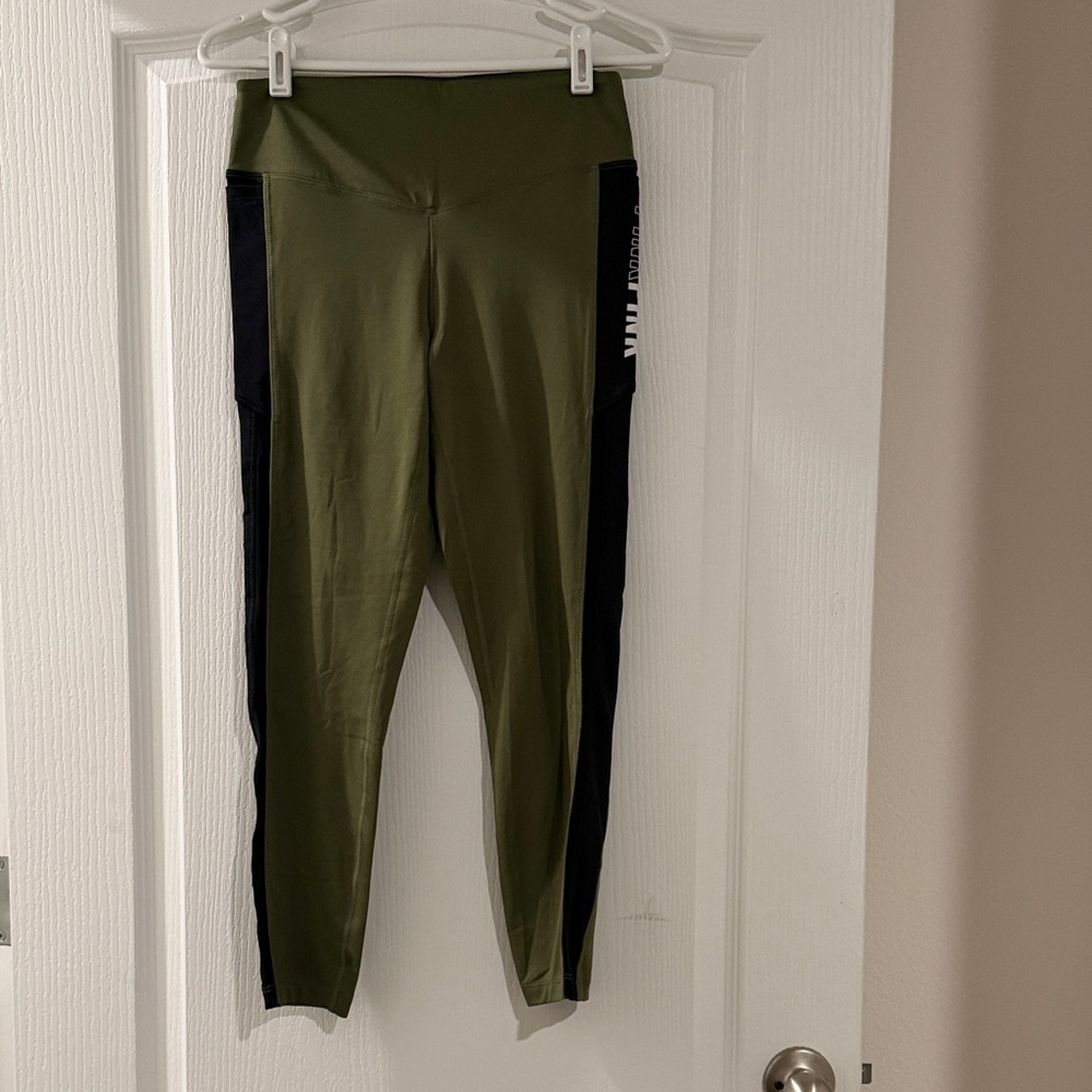 PINK Victoria's Secret Olive and Black Leggings With Side Pockets